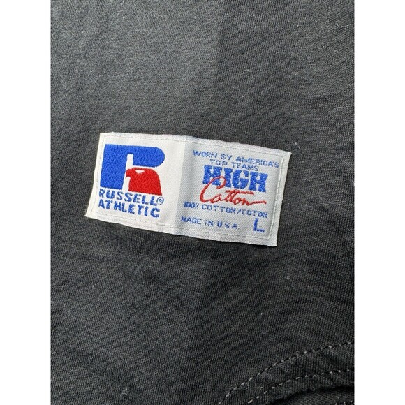 Vintage 90s Russell Athletic Tank Top Mens Shirt L Black USA Work Gym Run Blank - Picture 5 of 16